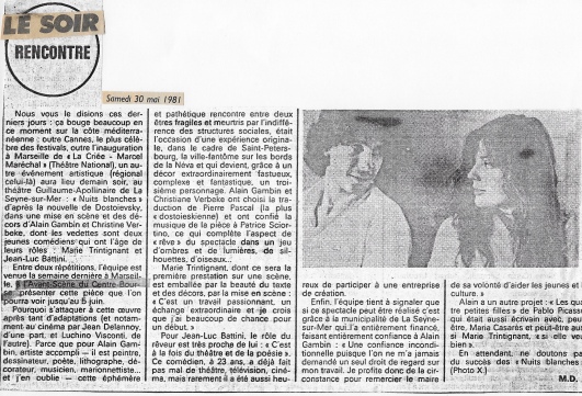 Journal Le Soir 30 Mai 1981